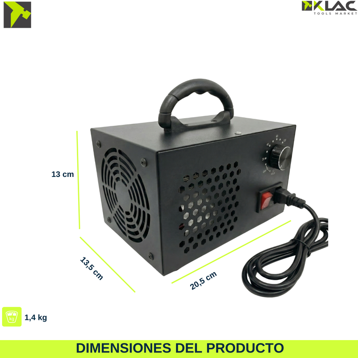 Máquina Generadora De Ozono 60g/h Desinfectante De Aire Negro
