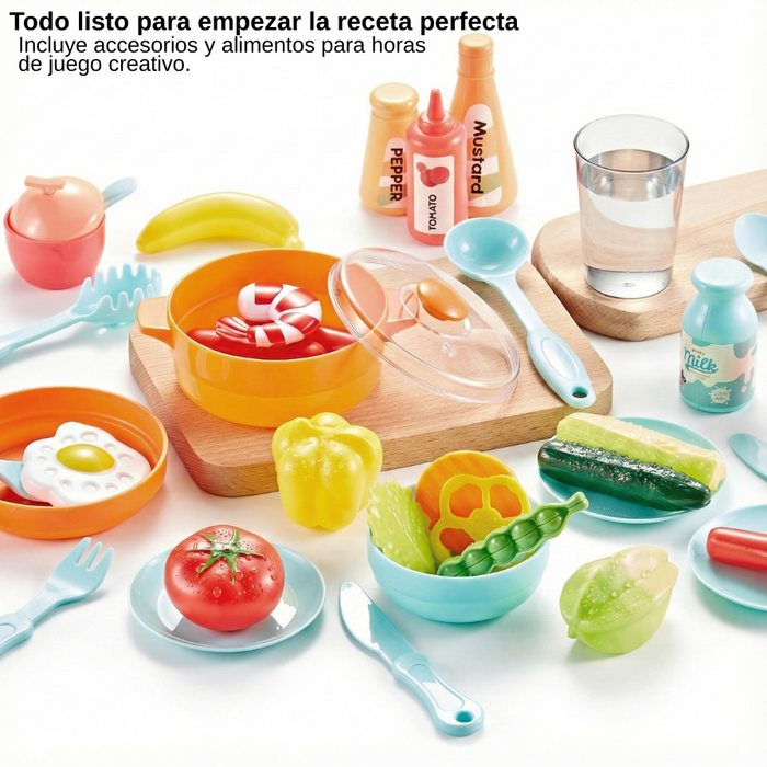 Cocina Juguete Grande Para Niños Regalo Set Juego 36pcs Rosa