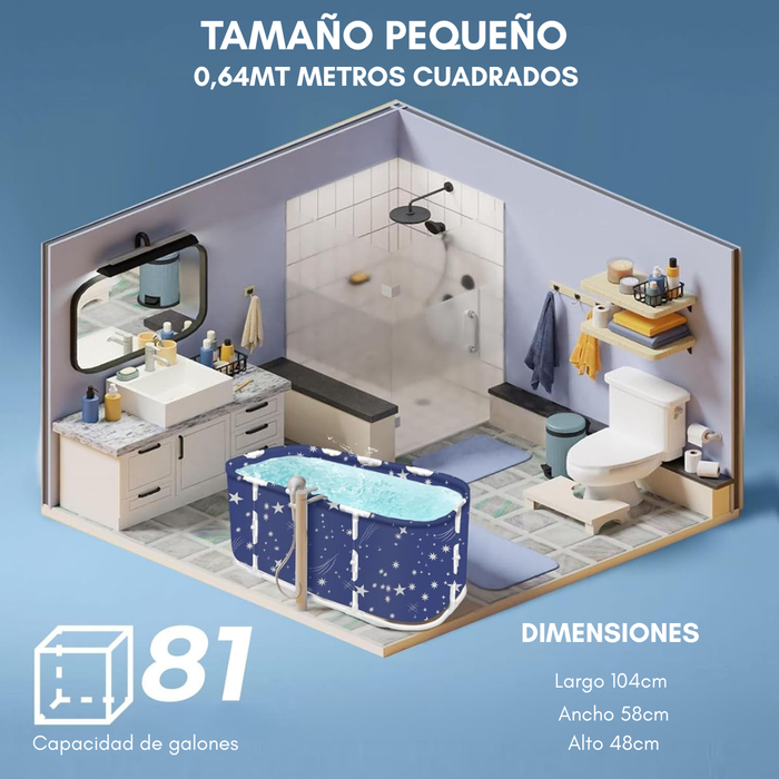 Bañera Plegable Portátil Adultos Y Niños Balde Spa 120×55cm