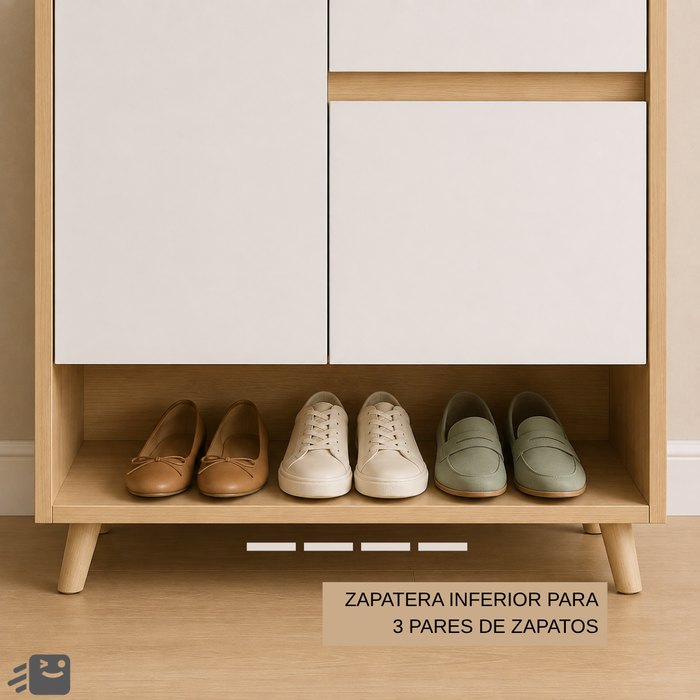 Zapatera Organizadora De Zapatos 2 Puertas Estante 61cm
