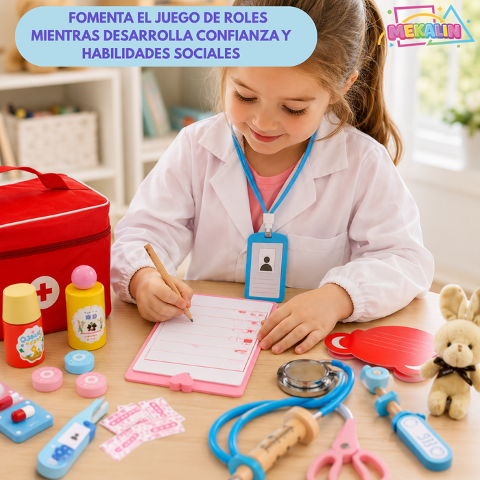 Set Juego De Roles Doctor Juego Madera Niños