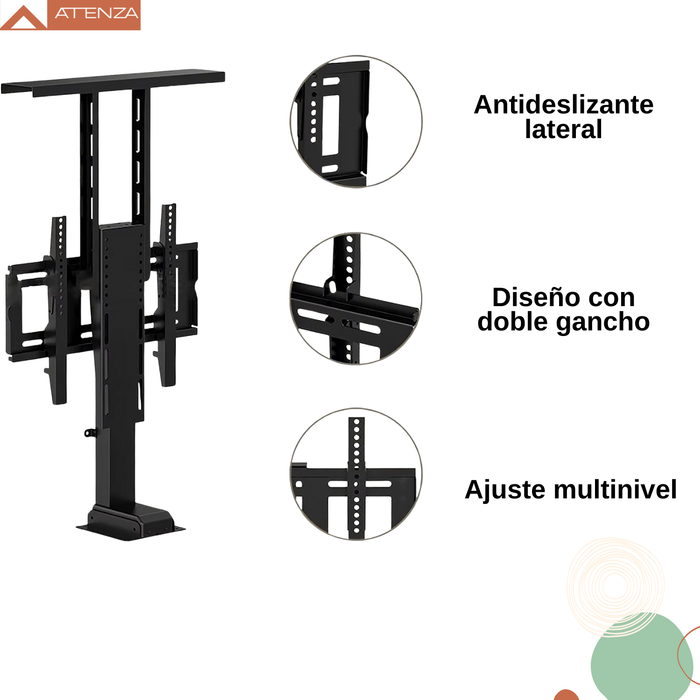 Elevador De Tv Rack Eléctrico Motorizado Con Control Remoto Negro
