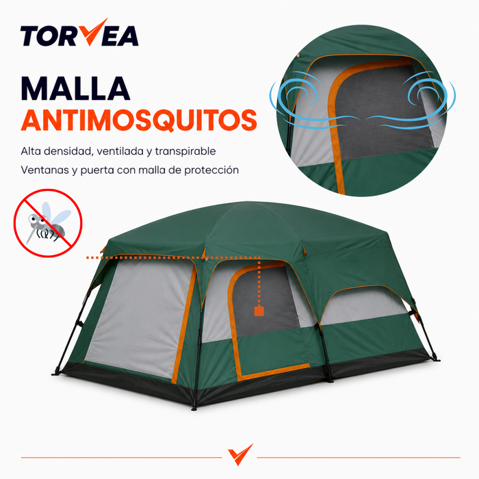 Carpa Camping Tienda Familiar 8 A 12 Personas Impermeable Verde