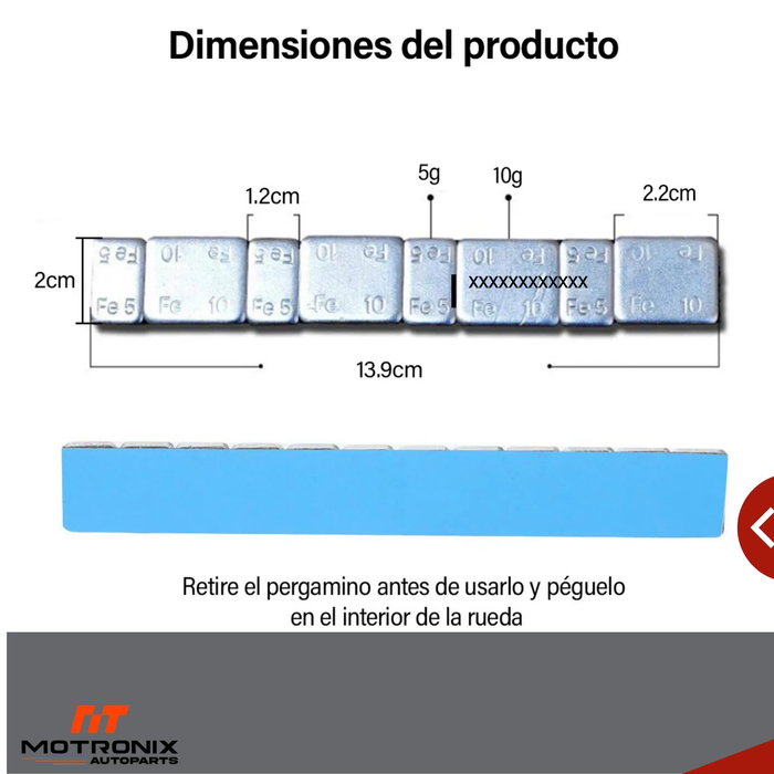 Contrapeso Plomo Adhesivo 5/10grs 100 Unidades