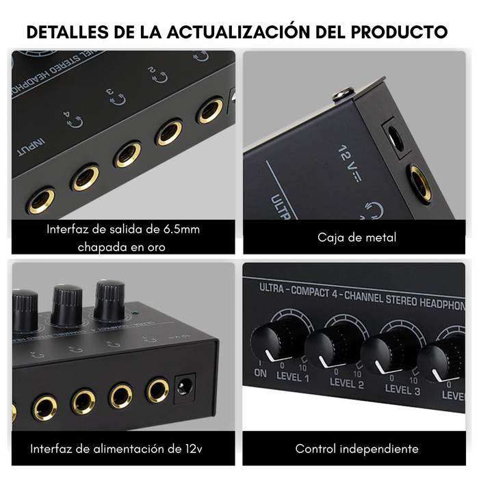 Amplificador Audífonos Compacto Ha400 De 4 Canales