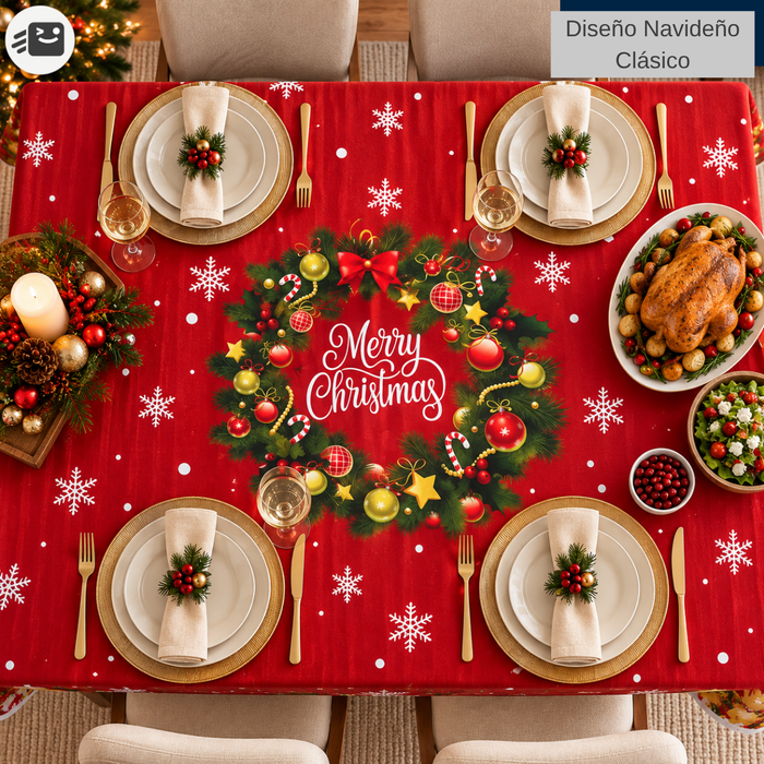 Mantel Navideño Mesa Decoración Navidad 145x200cm Fiestas