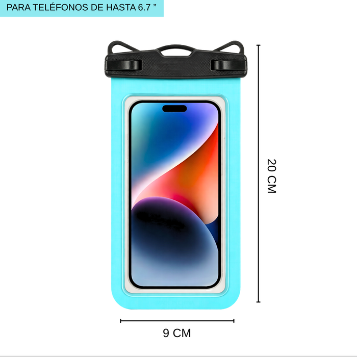 Funda Impermeable Celular Universal Protector De Teléfono Azul Turquesa