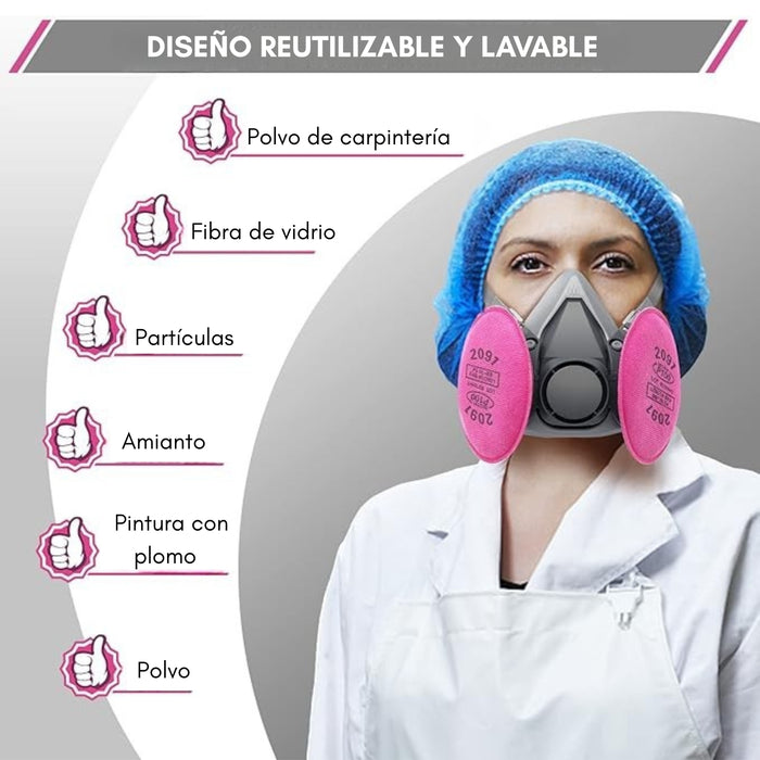 Mascara Respirador Reutilizable Antipolvo Quimicos 4 Filtros