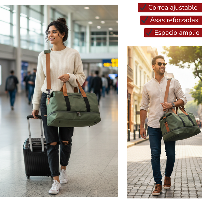 Bolso Deportivo Gym Viaje Impermeable Verde Militar 25l - Verde Oscuro - Lisa