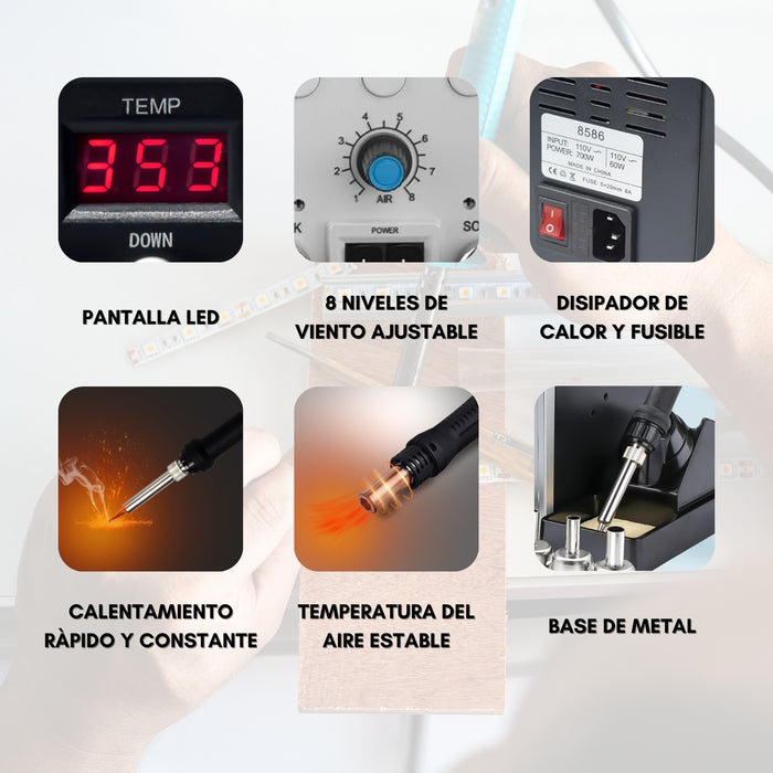 Estacion De Soldadura 700w Cautin Pistola De Aire Electrico