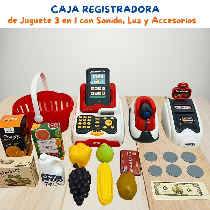 Juguete Caja Registradora Infantil Luz Y Sonido Accesorios