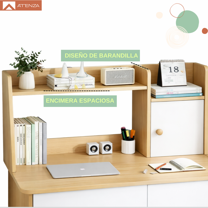Escritorio Con Estantería Y Repisa 80*110cm Cajón Y Gabinete