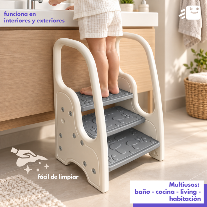 Escalera Infantil Mini 3 Peldaños Con Barandas Para Niños