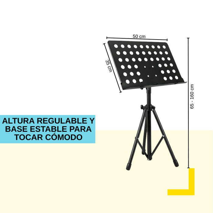Atril Partitura Plegable Altura Regulable Portátil Con Bolso Negro