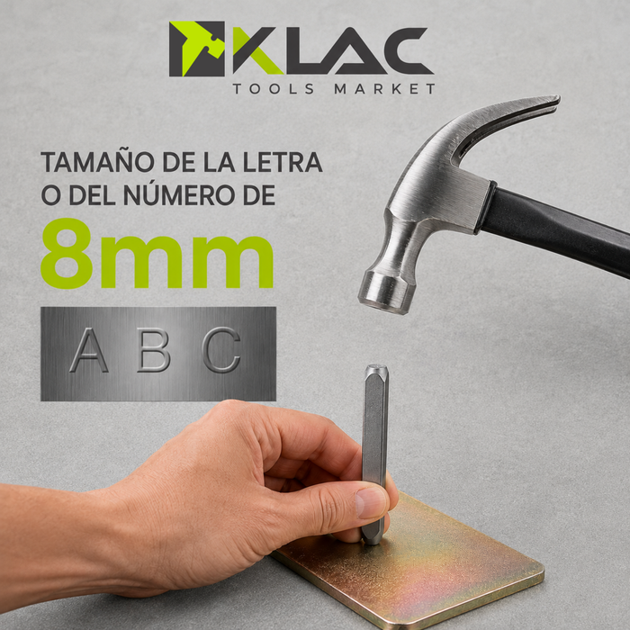 Numeros y Letras de Golpe 8mm 36 Piezas para Metales