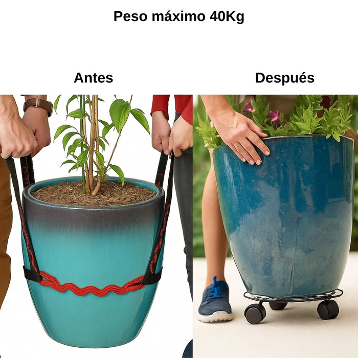 2 Soportes De Base De Maceta De Metal Con Ruedas