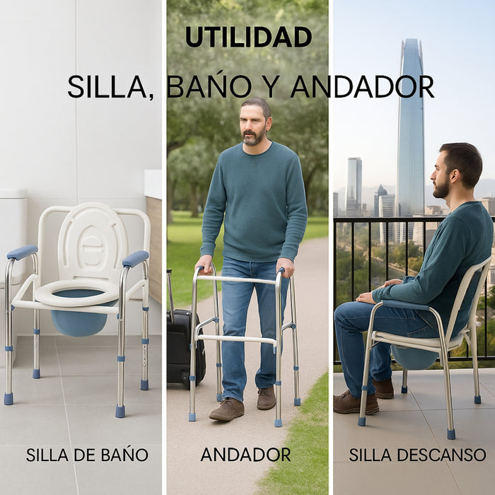 Silla Inodoro Baño Portátil Agarradera Adulto Mayor Ajustable Heizen