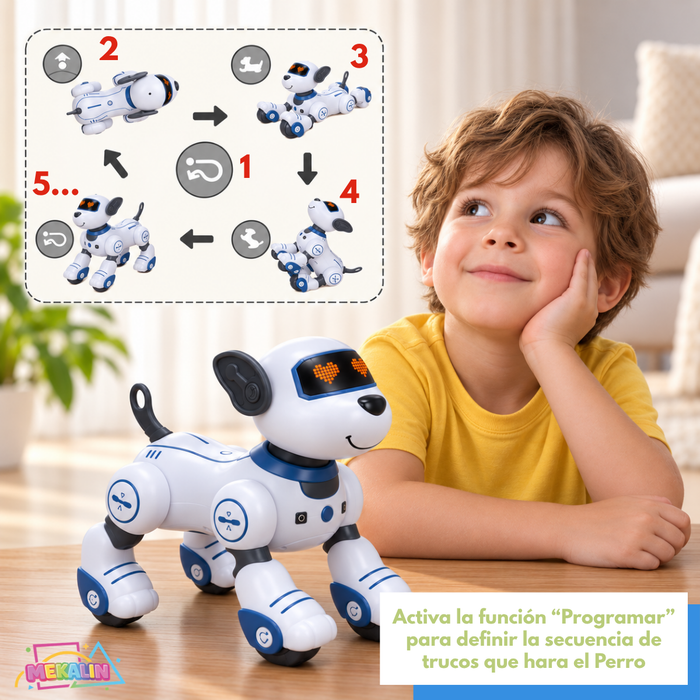 Perro Robot Interactivo a Control Remoto Batería Recargable Niños 3+ Juguete Infantil Mascota Perro Robot inteligente Con Seguimiento Función Táctil Programable Canta Y Baila