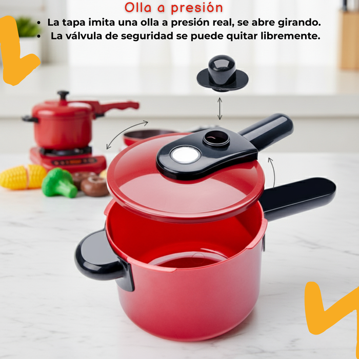 Set De Cocina De Juguete 61pcs Niños Juego De Mini Chef Rojo
