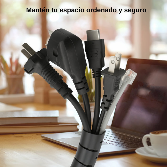 Organizador De Cables En Espiral 2 Metros Negro