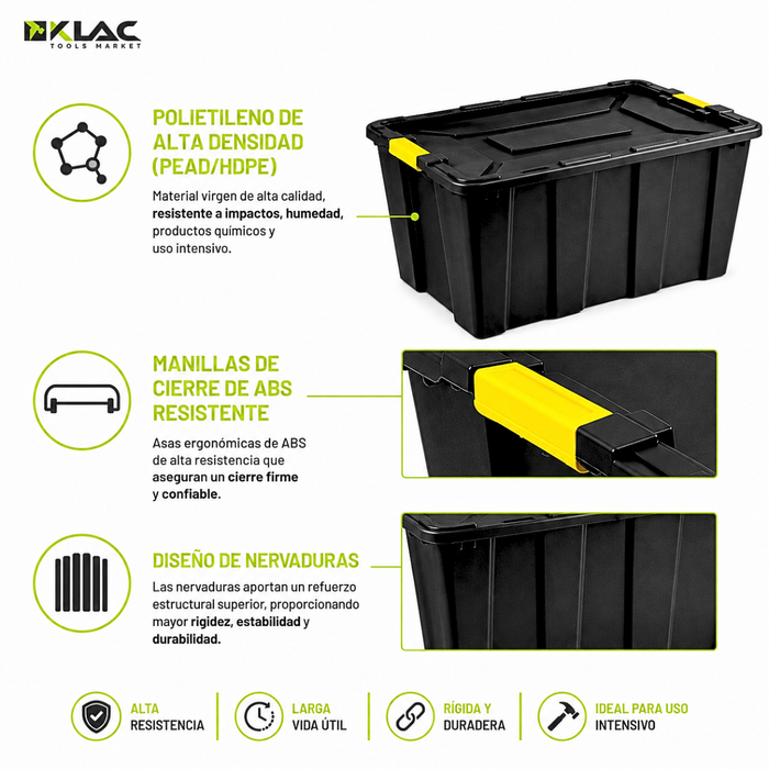 Caja Plástica Organizadora Baul 100 Litros Con Tapa Multiuso