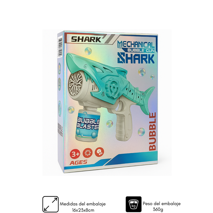 Pistola De Burbujas Juguete Infantil Con Luces Led Tiburón