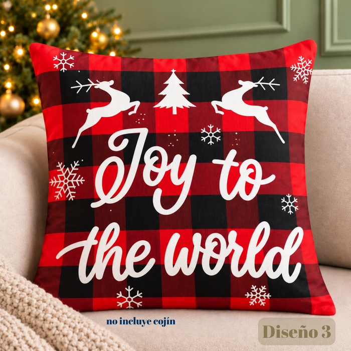 Pack 4 Fundas Cojín Navideñas 45x45 Cm Decorativas Navidad ESCOCESA