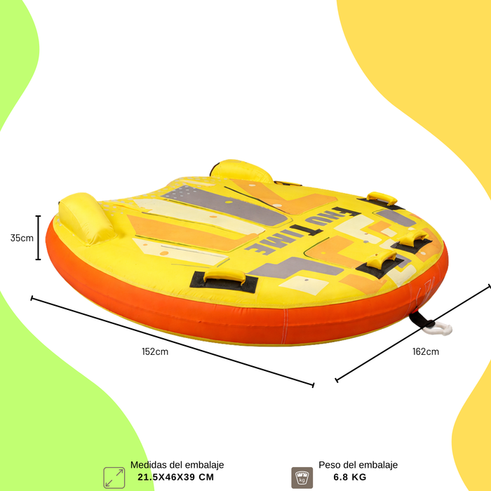 Inflable Remolcable 2 Personas Sacacucha Flotador Playa Amarillo
