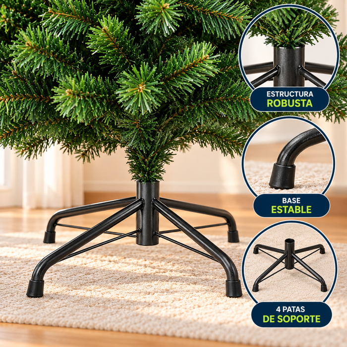Árbol De Navidad Artificial Verde 210cm Plegable Pvc