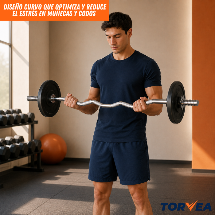 Barra Z Preolímpica 4,5KG Curva Para Pesas Discos Bíceps Tríceps Gimnasio