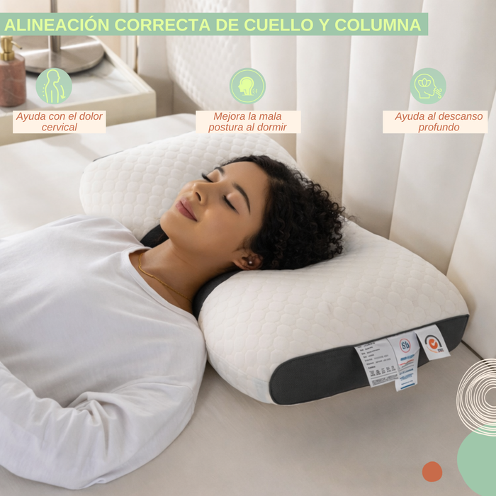 Almohada Ortopédica Cervical Ergonómica Hipoalergénica 60x40 Blanco Con Gris