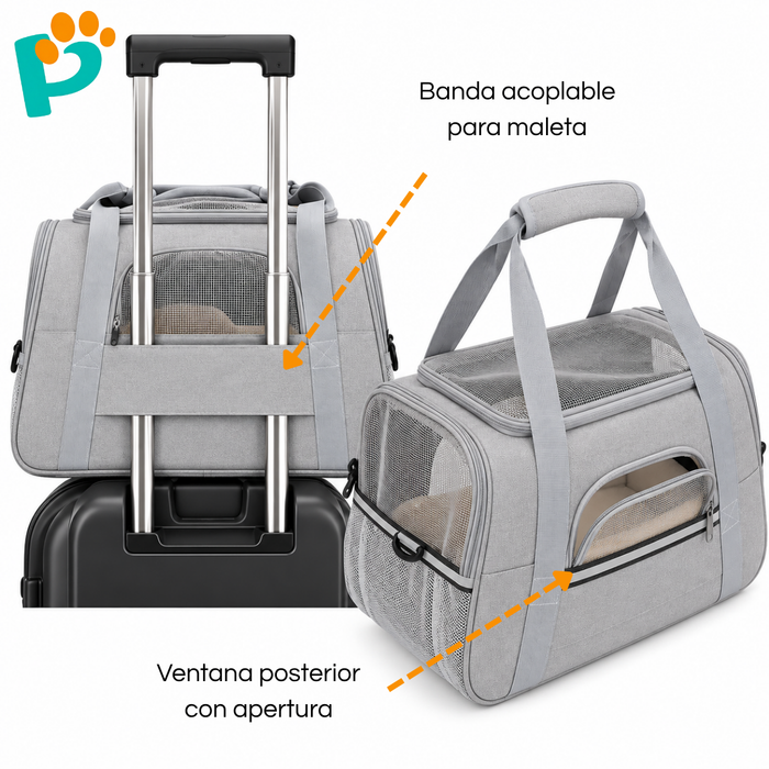 Bolso Transportador Para Mascota Con Alfombra Multifuncional Gris