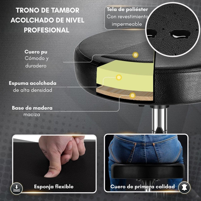 Sillin Para Batería Piso Taburete Redondo Altura Ajustable