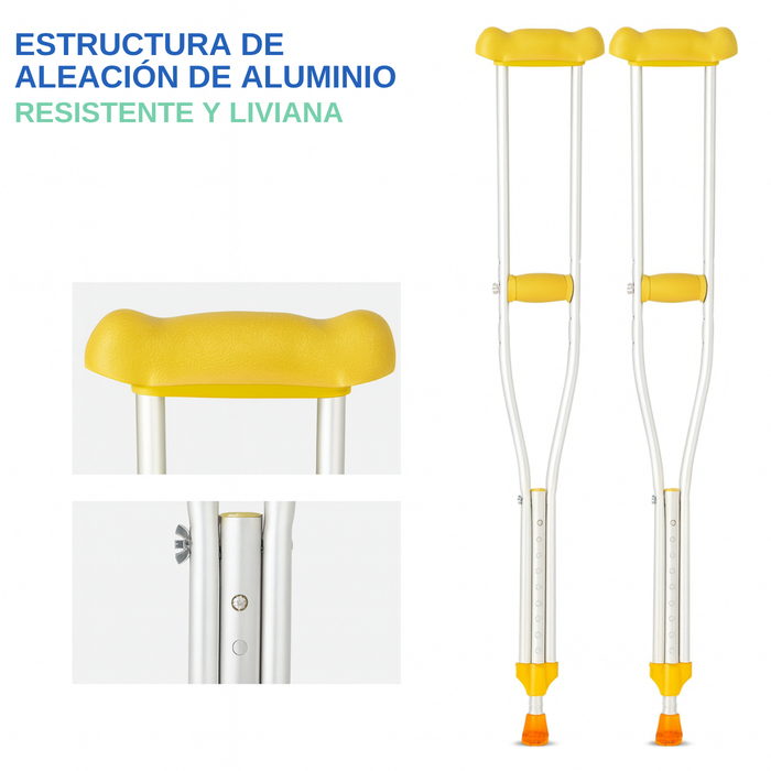 2 Baston Muletas Axilares Ajustables Ortopédica Aluminio