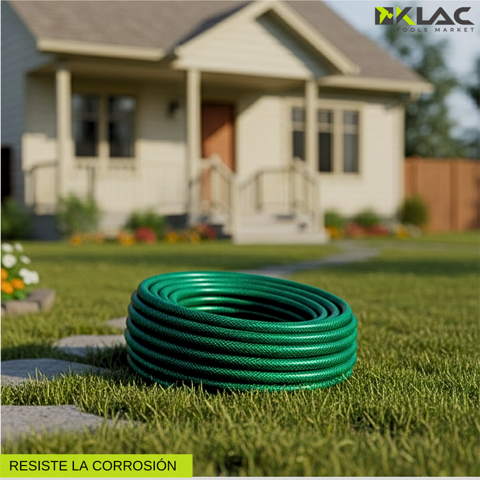 Manguera Jardín Riego Agua 1/2 Pulgadas 50m Con Acoples Verde