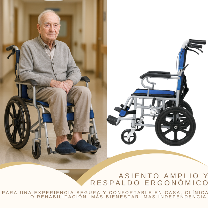 Silla de Ruedas Estándar Geriatrica Plegable Descansa Pies