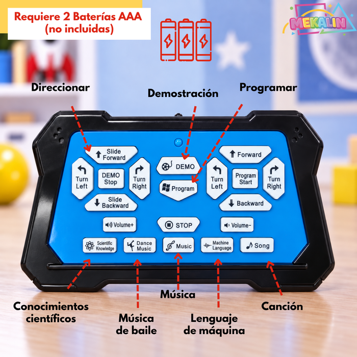 Robot Inteligente Juguete Niños Control Remoto Luz sonido Programable Con Sensor De Gestos Movimiento Visor LED Música Baile Batería Recargable