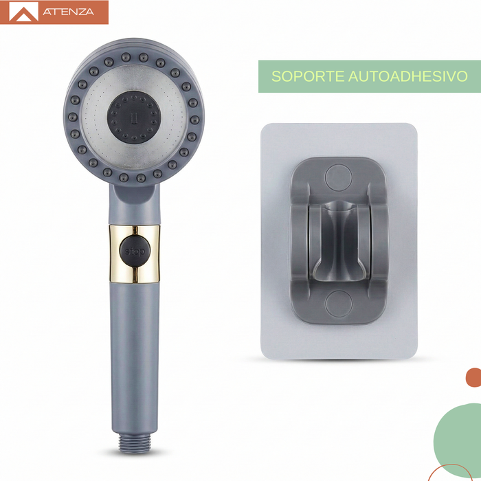Kit Cabezal Ducha Teléfono Manguera 1,5mt Flexible Ajuste 3 Velocidades Alta Presión Gris