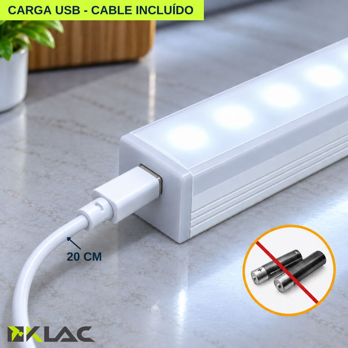 Luz Led Barra Magnética Sensor Movimiento Recargable 20 Cm