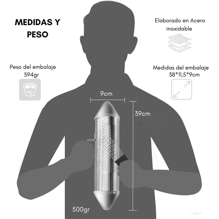 Guiro Torpedo  Torpedo Metálico + Peine Instrumento Musical