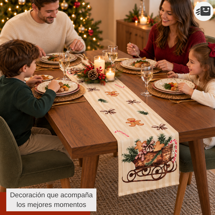Camino De Mesa Navideño 180x30 Cm Decorativo Mantel Comedor