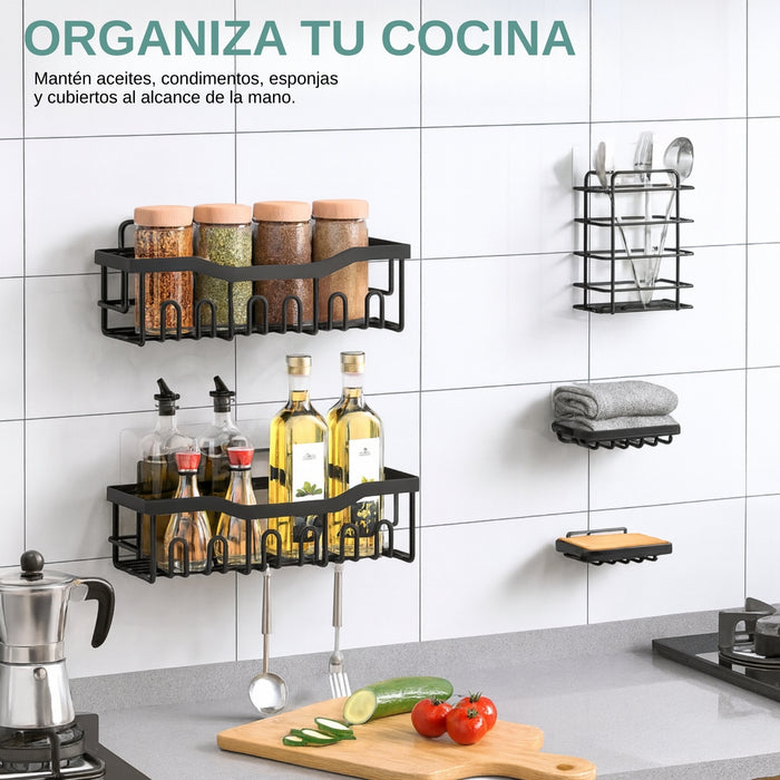 Set 5 Organizadores Esquineros De Ducha Colgadores Jaboneras