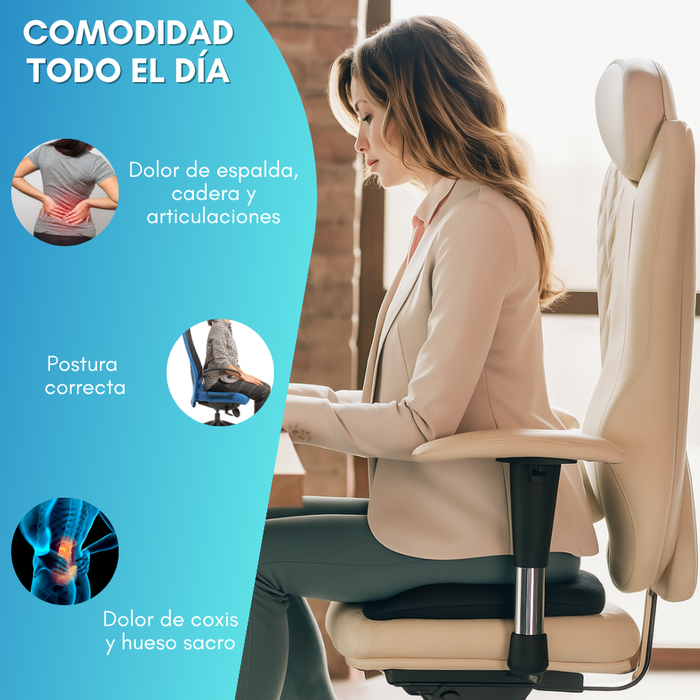 Cojín Ortopédico Ergonómico Alivio Dolor Coxis Lumbar