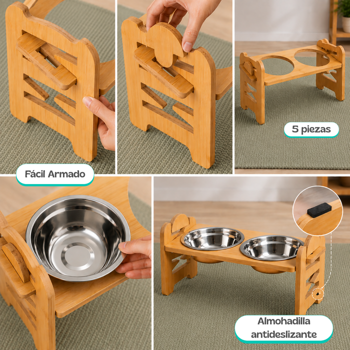 Comedero Bebedero Para Perros Gatos Mascotas Plato Ajustable