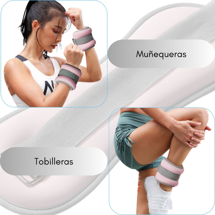 2 Pesas De Tobillo Muñeca Tobillera 2kg C/u Total 4kg Rosa