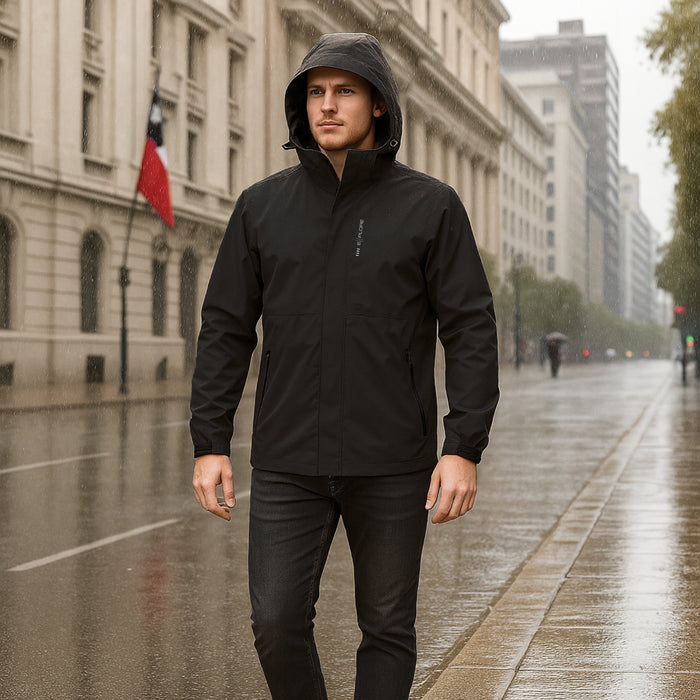 Chaqueta Corta Viento Termica Impermeable Outdoor Hombre Cierre Con Gorro