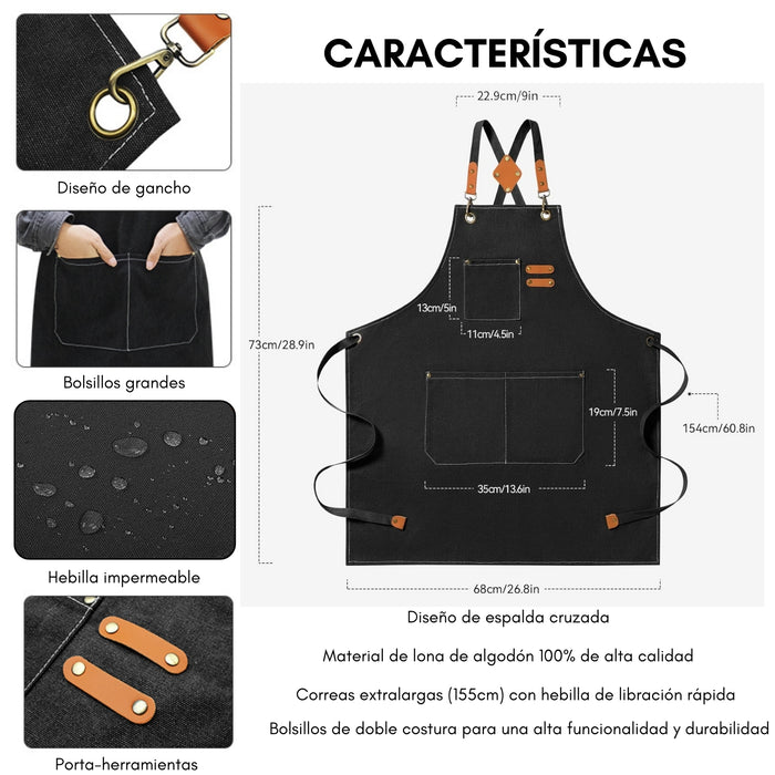 Pechera Delantal Cocina, Barbacoa, Parrilla Premium, Peluque