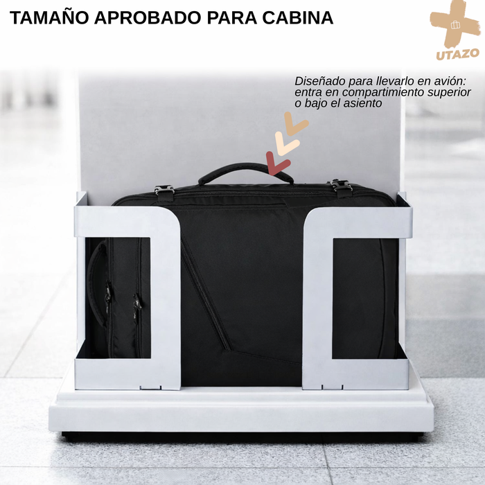 Mochila De Viaje Avión Expandible 40l Impermeable Antirrobo Negro