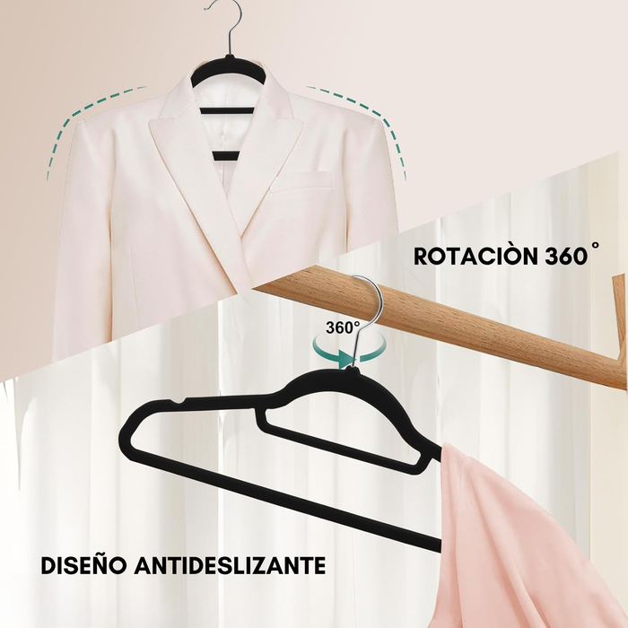 Colgadores De Ropa Ganchos Set 60u Terciopelo Antideslizante