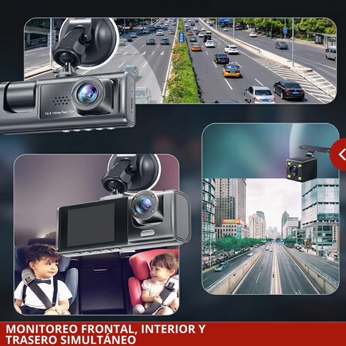 Cámaras Para Autos 3 Lentes Full Hd 1080p Con Reversa Dash Cam